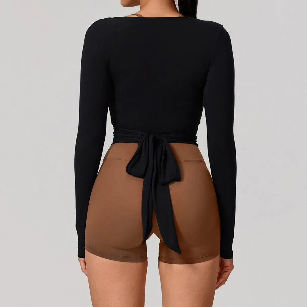 Breathable Long Sleeve Wrap Top