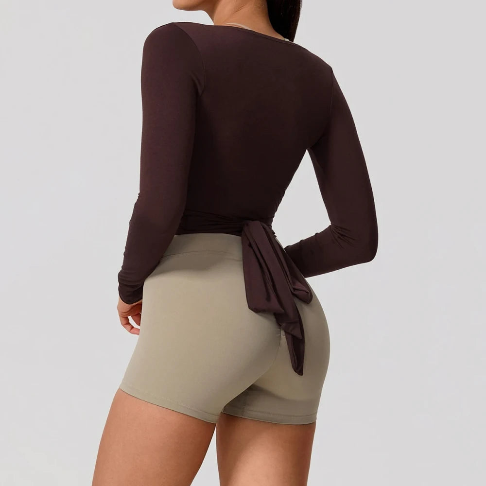 Breathable Long Sleeve Wrap Top