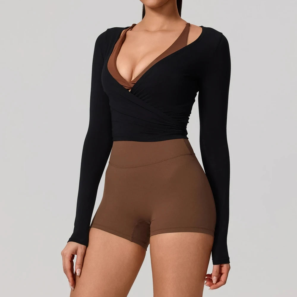 Breathable Long Sleeve Wrap Top