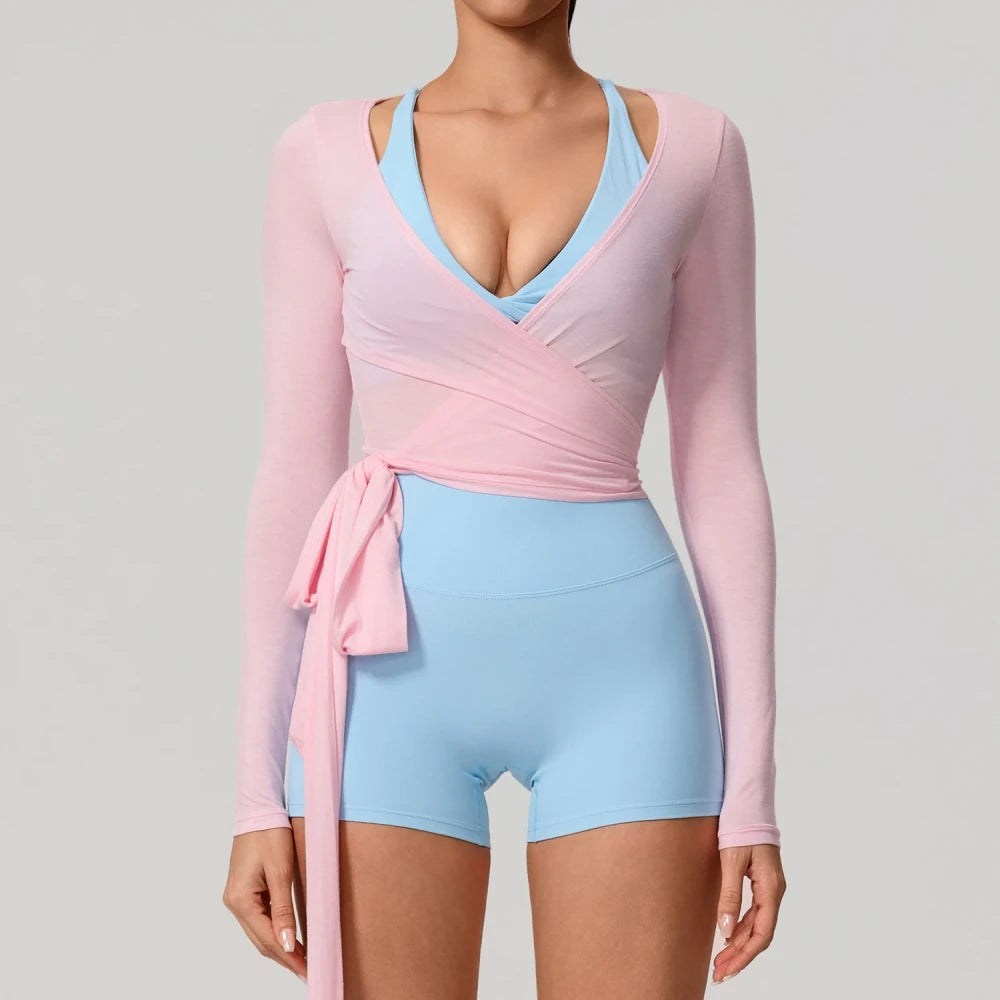 Breathable Long Sleeve Wrap Top