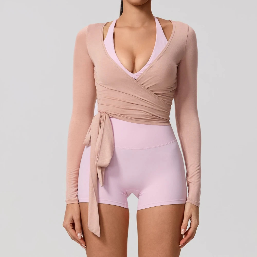 Breathable Long Sleeve Wrap Top