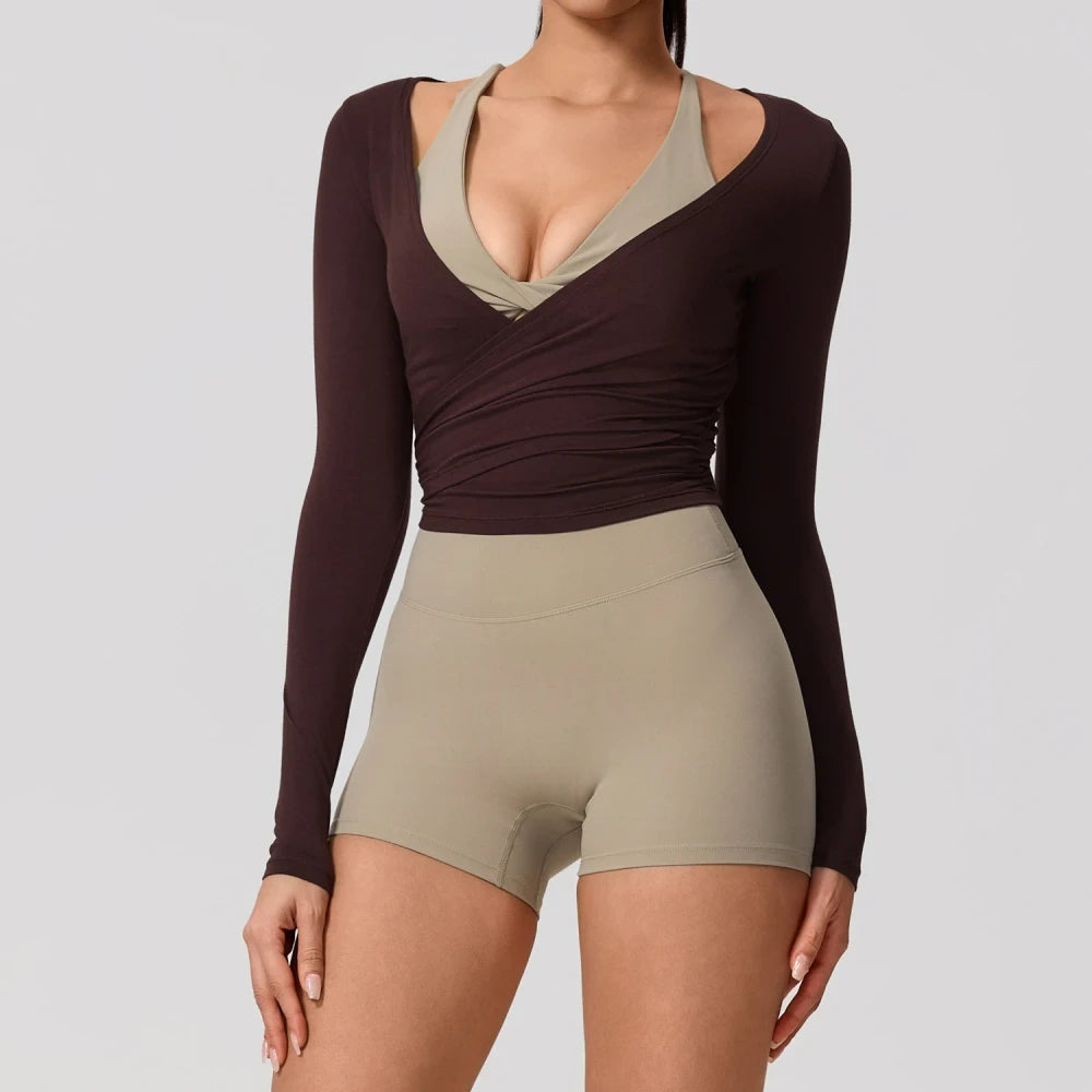 Breathable Long Sleeve Wrap Top